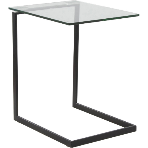 Zenn Side End Table in Black Metal & Clear Glass